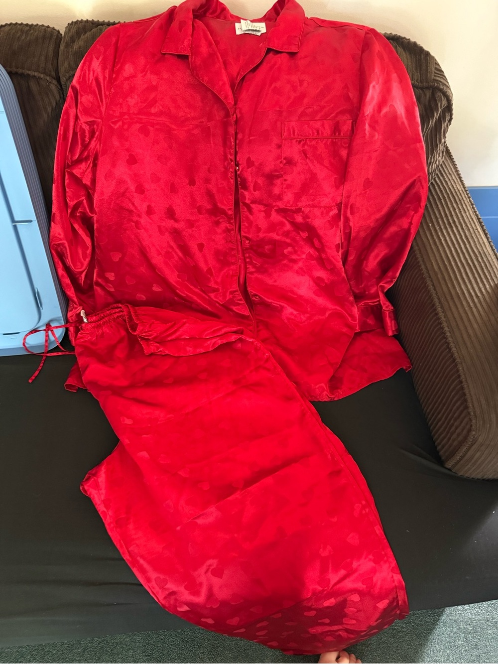 Jaclyn Smith Red Satin Pajama Set